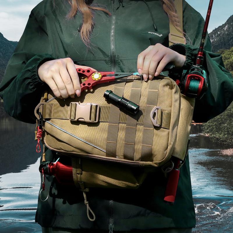 Fishing Backpack Tackle Sling Bag - Fishing Backpack with Rod Holder - Tackle Box Fly Fishing Gifts for Men Women