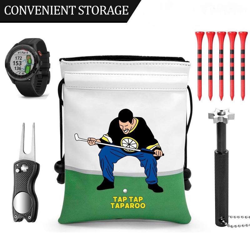 Funny Golf Valuables Pouch, Leather Golf Tee Pouch with Drawstring Closure, Portable Ball Pouch, Golf Accessories Storage Bag, Gift for Golf Dad & Mom