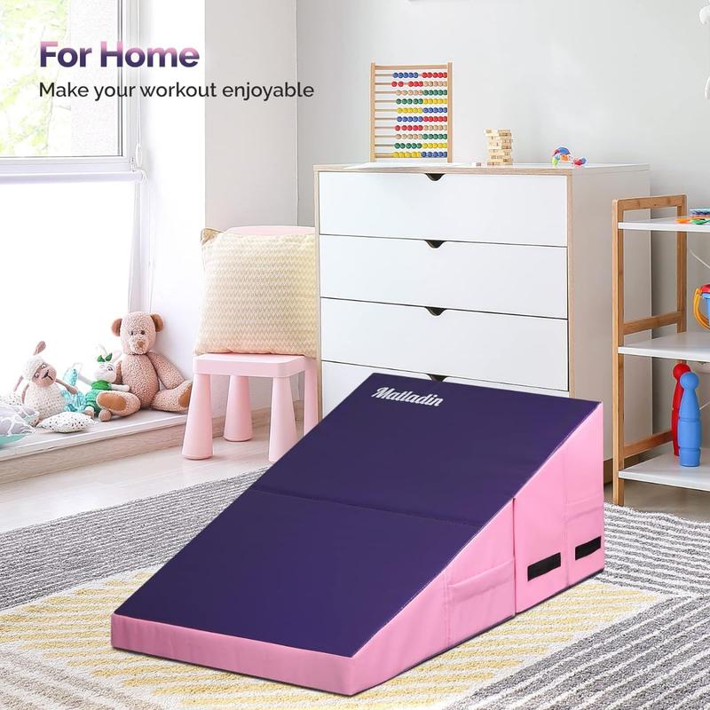 Incline Gymnastics Mat, Folding Gymnastics Cheese Wedge Mat, Gym Fitness Tumbling Skill Shape Mat for Kids Girls Home Training Exercise