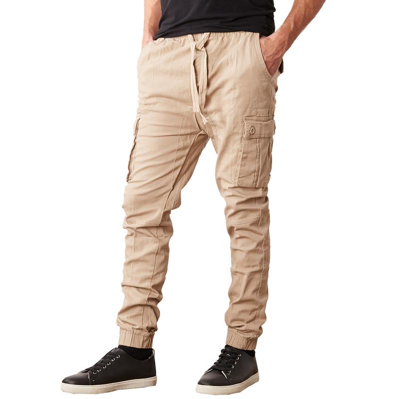 Men's Cargo Pocket Stretch Twill Jogger Pants with Four Pockets