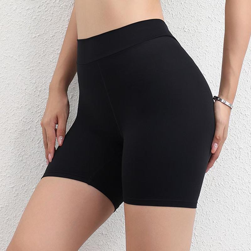 Solid color waist back V wrinkle lift buttock nude three-part pants High spring yoga pants Breathable quick-drying fitness shorts for women