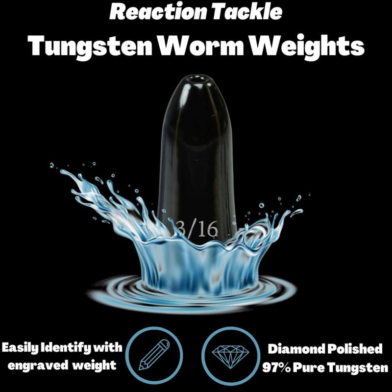 Reaction Tackle Tungsten Worm Weights   Bullet Shaped Sinkers