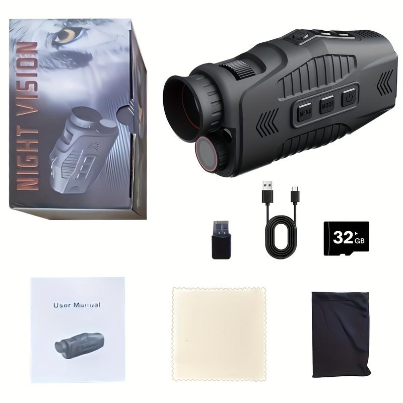 HD Night Vision Monocular - All-Black Stealth Vision for Outdoor Adventures with Digital Zoom, Rechargeable, Perfect for Hunting, Camping, Wildlife Observation