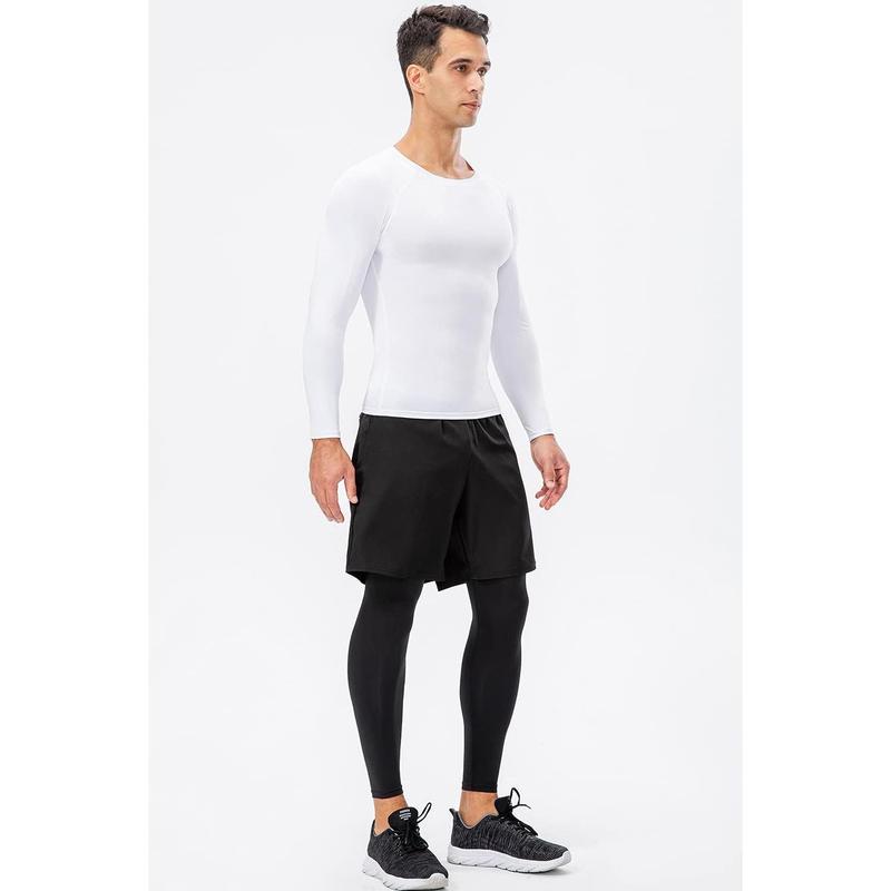 Men's Compression Shirt Long Sleeve Athletic Workout T-Shirts Top Active Sport Baselayer Undershirt Gear Shirt Dry Fit