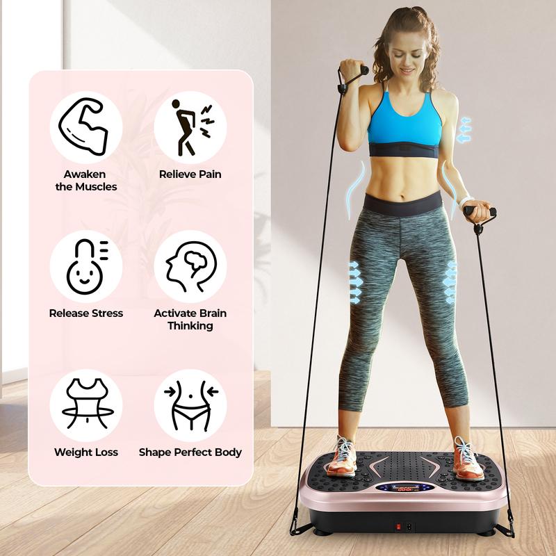 Pirecart 3D Vibration Plate Exercise Machine Full Body Workout Home Platform with Remote Control, Acupressure Nodes, 2 Resistance Bands