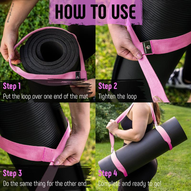 Gradient Fitness Yoga Mat Strap, Premium Cotton Blend, Yoga Mat Carrier, Yoga Mat Holder, Yoga Mat Straps for Carrying, *Strap Only*