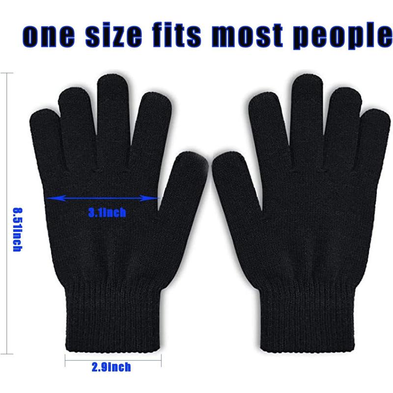 6 Pairs Winter Magic Gloves for Women Men Cold Weather Thermal Warm Stretchy Gloves Black Knit Gloves for Running Driving Hiking