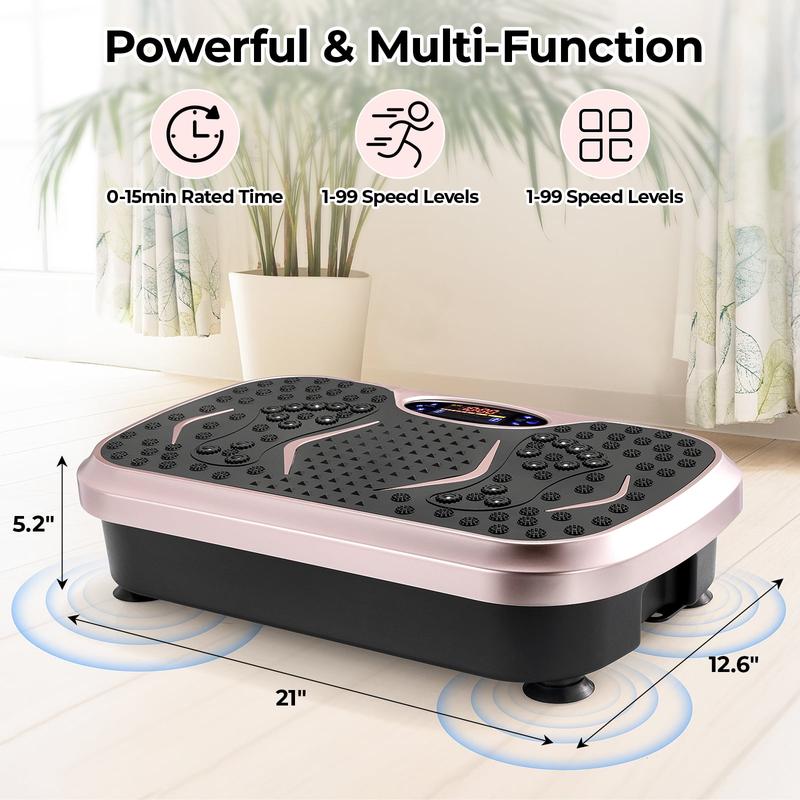 Pirecart 3D Vibration Plate Exercise Machine Full Body Workout Home Platform with Remote Control, Acupressure Nodes, 2 Resistance Bands