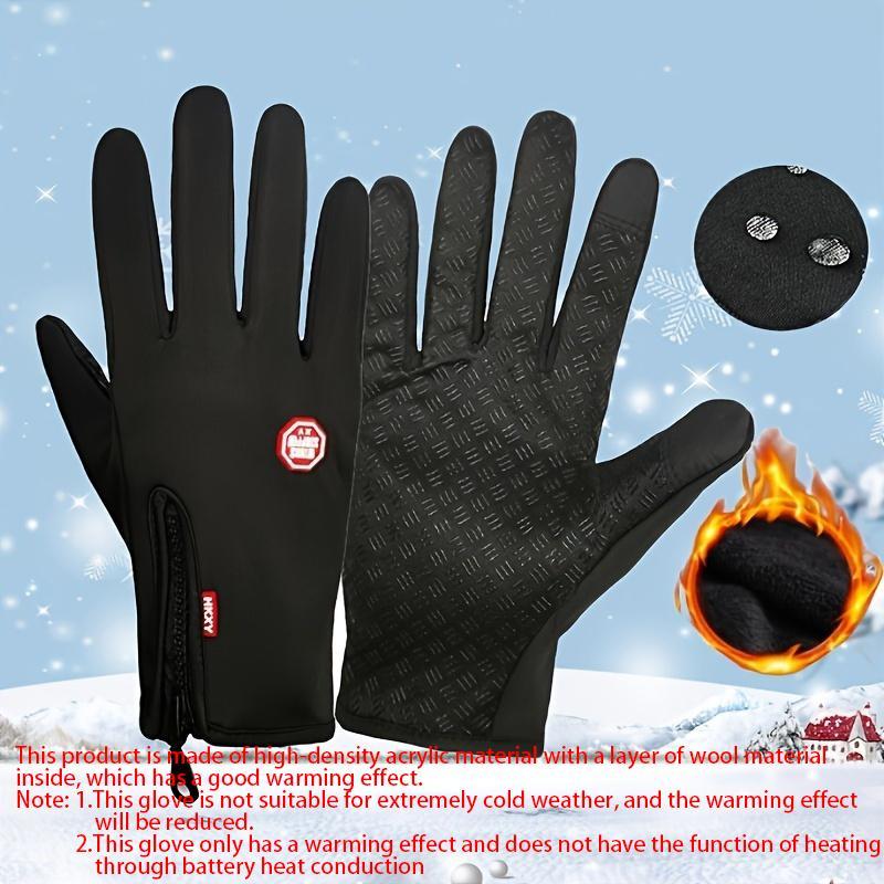 Outdoor Cycling Gloves, 2 Pairs Winter Warm Waterproof Gloves, Windproof & Non-slip Touch Screen Gloves for Outdoor Sports, Fishing, Autumn Travel