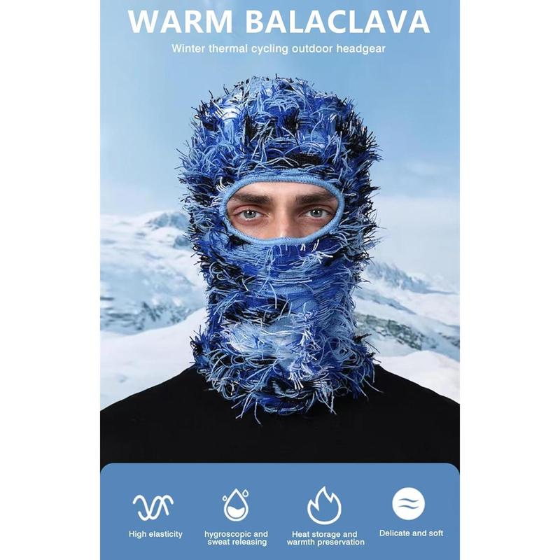 Distressed Balaclava Knitted Full Face Ski Mask Winter Windproof Neck Warmer for Men Women Distress Mask Beanie