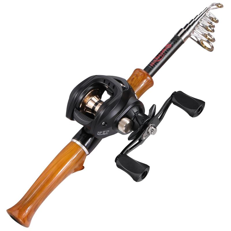 Fishing Rod & Baitcasting Fishing Reel Combo, 2 Counts set Telescopic Fishing Rod & Baitcasting Fishing Reel, Fishing Tackle for Beginner, Fishing Equipment