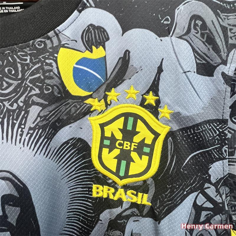 24 25 Brazil Savior Black Jersey 5 Star Special Edition Soccer Jersey