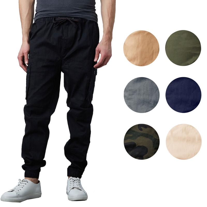 Men's Cargo Pocket Stretch Twill Jogger Pants with Four Pockets