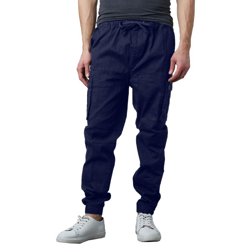 Men's Cargo Pocket Stretch Twill Jogger Pants with Four Pockets