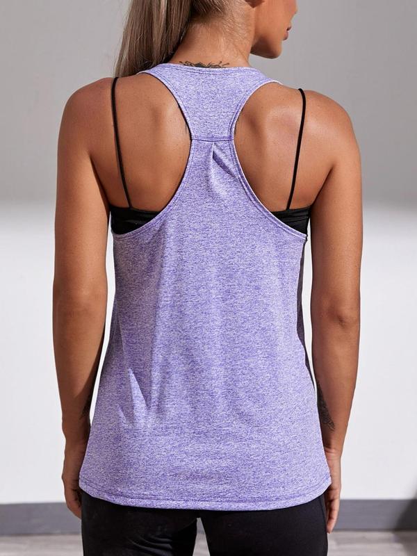 Sporty Women's Solid Color U Neck Sports Vest, Quick Drying Breathable Sports Tank Top for Summer Yoga Athletic Wear, Ladies Sportswear for Indoor Outdoor Wear