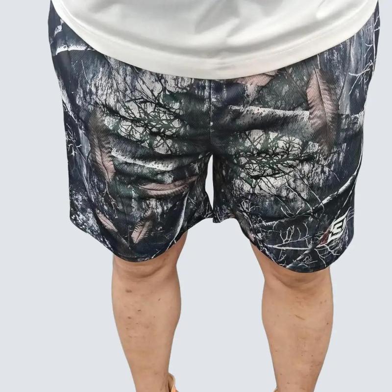 Men's Mesh Shorts Men's Shorts 5 Inch Inseam Shorts Gym Breathable Elastic Workout Realistic Camouflage Athletic Shorts