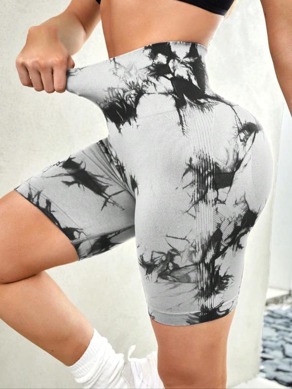 Women's Tie Dye Print High Waist Sports Shorts, Gym Shorts, Casual Comfy Breathable Seamless Skinny Shorts for Yoga Gym Workout Running, Gym Clothes, Ladies Sportswear for All Seasons