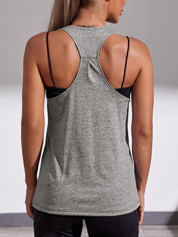 Sporty Women's Solid Color U Neck Sports Vest, Quick Drying Breathable Sports Tank Top for Summer Yoga Athletic Wear, Ladies Sportswear for Indoor Outdoor Wear