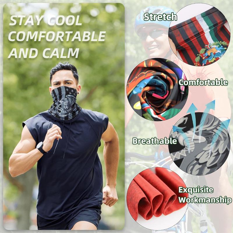 6 Pieces Mexican Flag Neck Gaiter Tube Scarf Headbands Bandana Mexico Balaclava For Outdoor Running Cycling Skating Work Out