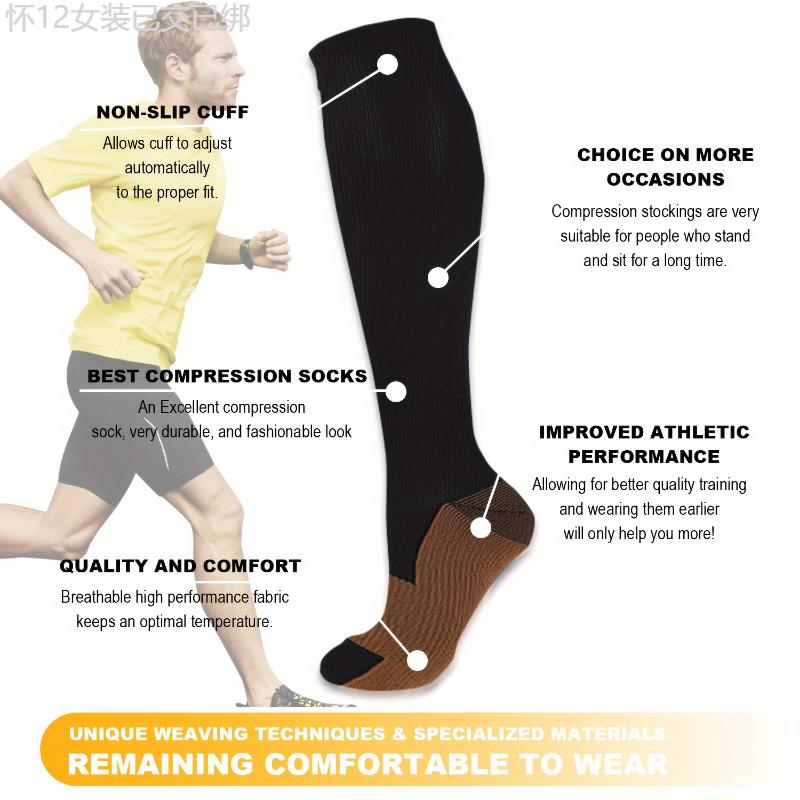 8pairs Copper Compression Socks for Women and Men - Improve Circulation, Reduce Swelling, and Enhance Performance for Medical, Running, Nursing, and Athletic Activities