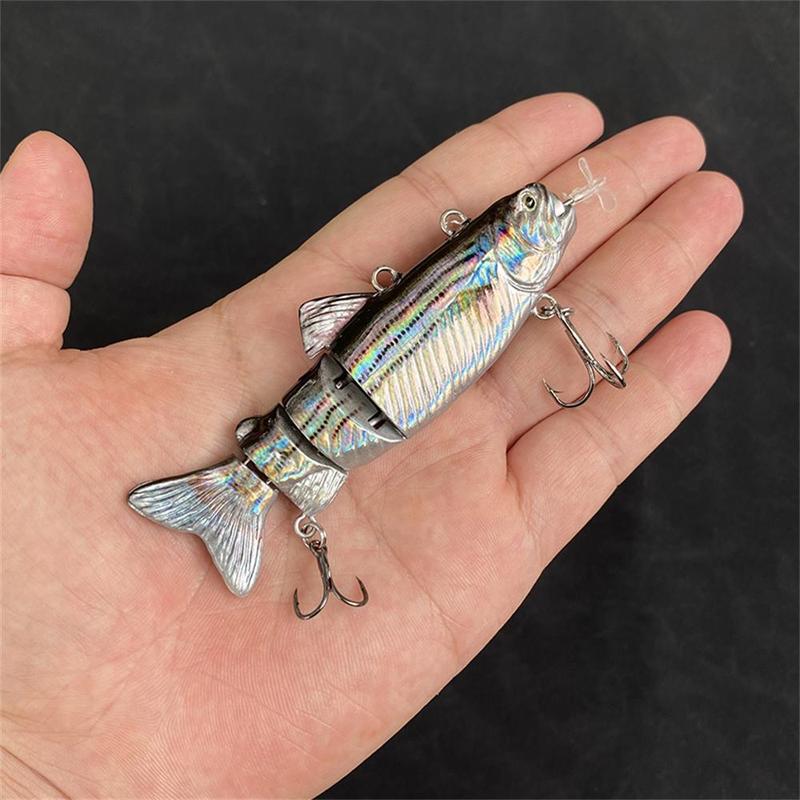 Electric Fishing Lure, Rechargeable LED Lighted Electric Spinner Fishing Lure with Hook & Float & Storage Box, Multi Jointed Swimbaits Hard Lures Fishing Tackle, Fishing Equipment, Christmas, Christmas Gift