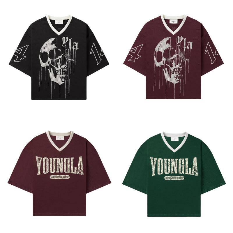 YOUNGLA American new men's T-shirt sports fitness quick drying breathable mesh short-sleeved T-shirt SKULL pattern fashion Casual T-shirt