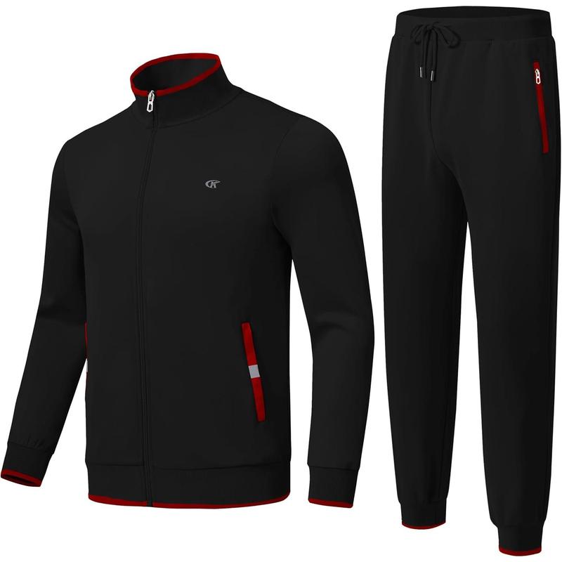 Men's Running Tracksuits Long Sleeve 2 Piece Set Sweatsuits with Zip Pockets