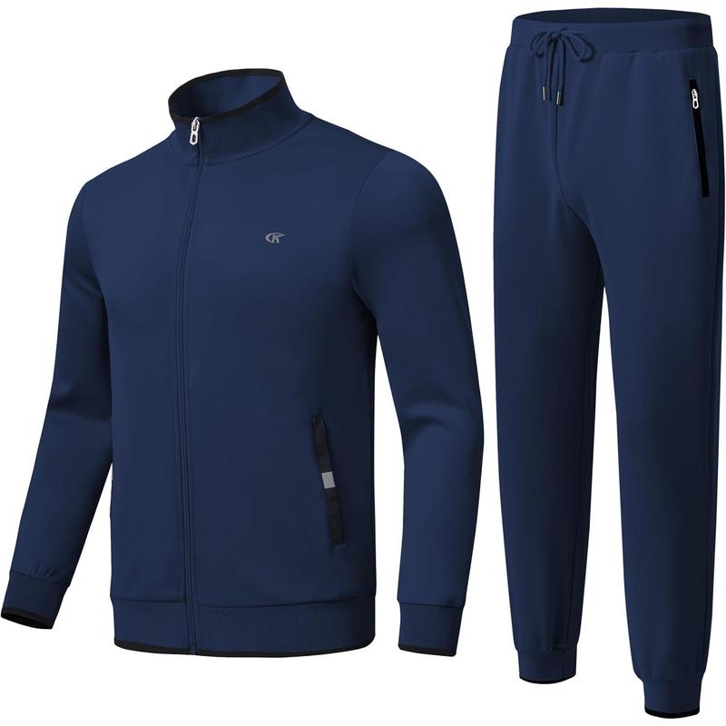 Men's Running Tracksuits Long Sleeve 2 Piece Set Sweatsuits with Zip Pockets