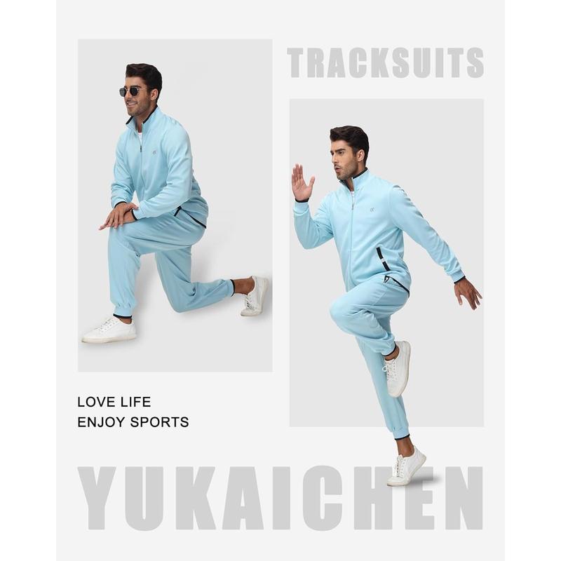 Men's Running Tracksuits Long Sleeve 2 Piece Set Sweatsuits with Zip Pockets