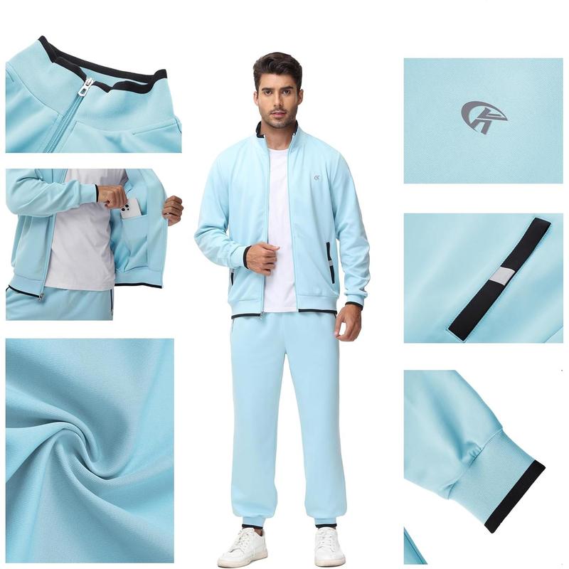 Men's Running Tracksuits Long Sleeve 2 Piece Set Sweatsuits with Zip Pockets