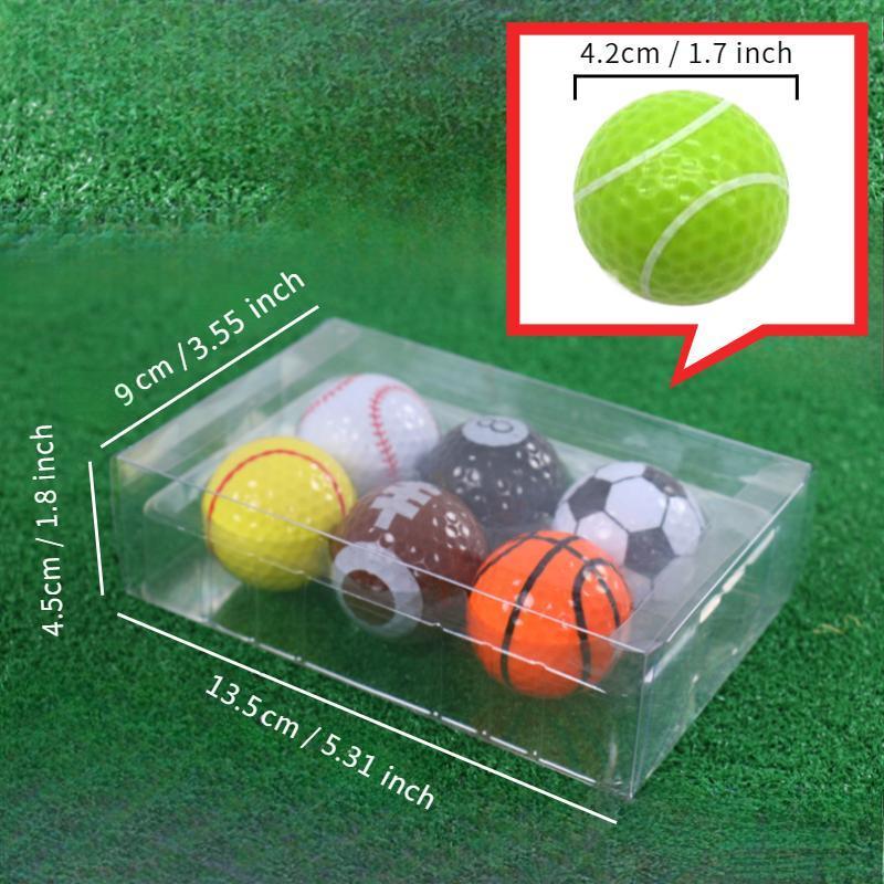 Fun Golf Ball, 6 Counts set Colorful Golf Ball, Special Design Golf Ball Gift for Men & Women, New Golf Ball for Outdoor Sports