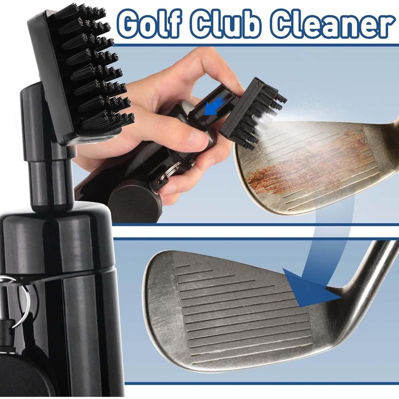 Golf Club Cleaner Brush, Golf Water Brush with Spray Bottle Holds 5 Ounces of Water, Golf Club Cleaning Kit - with Cover & Retractable Clip, Essential Golf Accessories for Men, Best Golf Gifts for Men