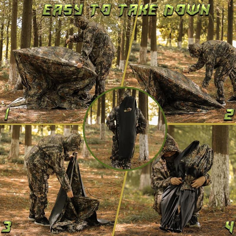 Hunting Blind, 360 See Through Ground Blind, 2-3 Person Pop Up Blind, Portable Durable Hunting Ground Blinds for Deer & Turkey Hunting