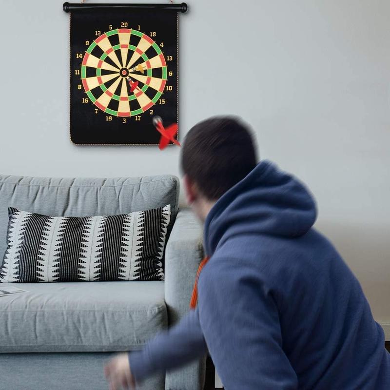 Magnetic Safe Dart Board 15'' for  and Adults - Double-Sided Dartboard with 12 Darts