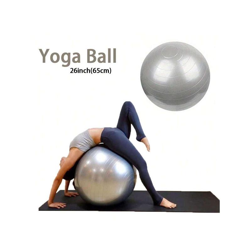 1Pc Gray Exercise Ball Inflatable Yoga Ball - Professional Fitness Exercise Ball For Gymnastics, Balance Training, Postpartum Recovery, Pregnancy Birthing, And Exercise Fitness - Durable, Heavy-Duty, And Long-Lasting For Home And Gym Use Support 400l