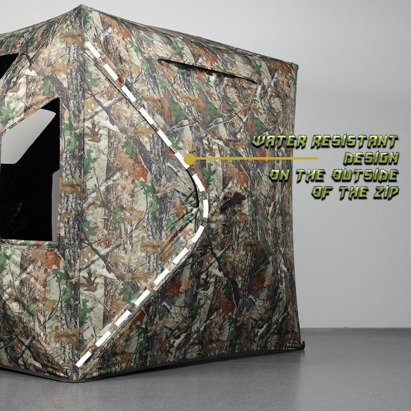 Hunting Blind, 360 See Through Ground Blind, 2-3 Person Pop Up Blind, Portable Durable Hunting Ground Blinds for Deer & Turkey Hunting