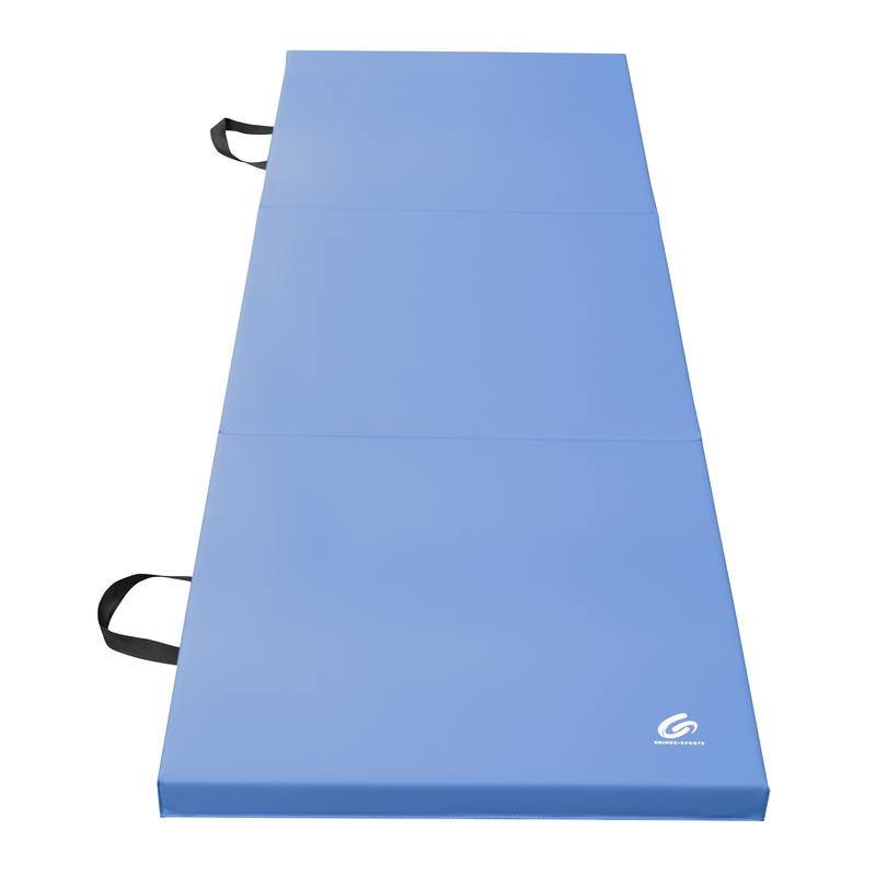 Coinus Sports Tri-Fold Gymnastics Exercise Mat with Handles, 6' x 2' x 2', Blue - Perfect for Gymnastics Training