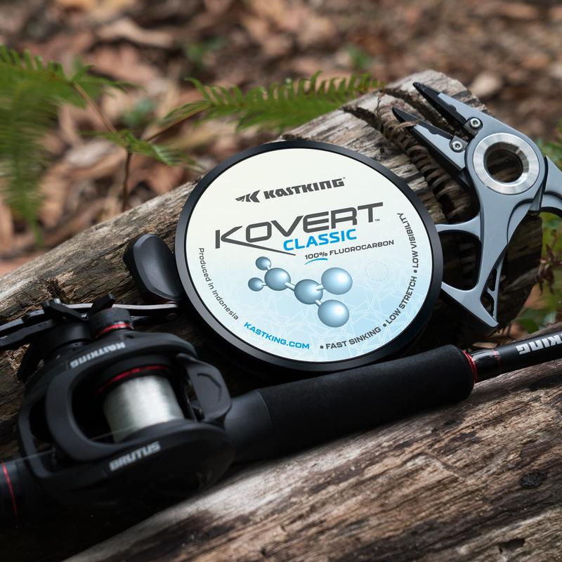 KastKing Kovert Classic 100% fluorocarbon Fishing line, Line or Leader Material, High Clarity, Low Visibility, Highly Abrasion Resistant, Fast Sinking, Great Handling, 125 & 250 Yard Spools