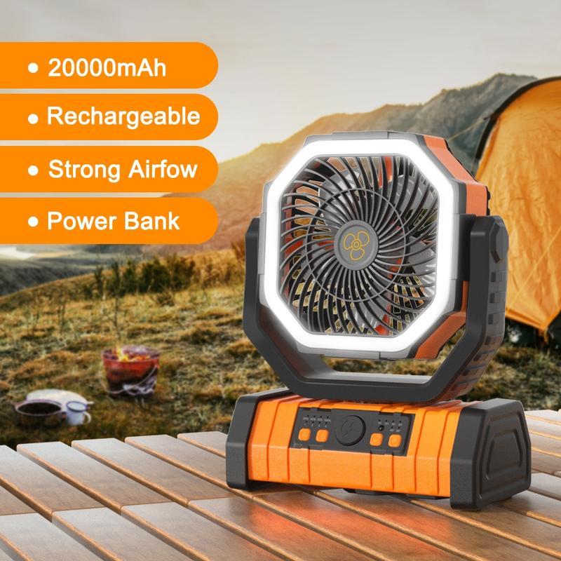 Electric Flashlight & Fan with Power Bank Function, Portable Fan Light with Remote Control & Hook, Rechargeable Lighting Fan for Camping Travel, Camping Gear