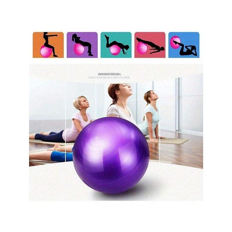 1Pc Gray Exercise Ball Inflatable Yoga Ball - Professional Fitness Exercise Ball For Gymnastics, Balance Training, Postpartum Recovery, Pregnancy Birthing, And Exercise Fitness - Durable, Heavy-Duty, And Long-Lasting For Home And Gym Use Support 400l