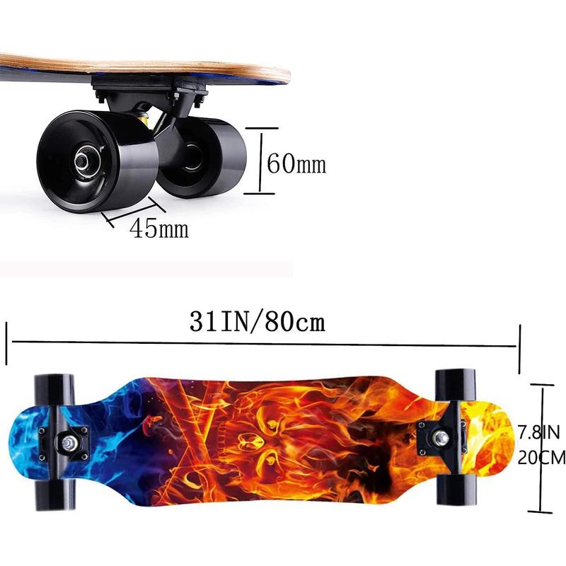 31 Inch Small Longboard Carving Cruising Skateboard for Kids Teens Adults