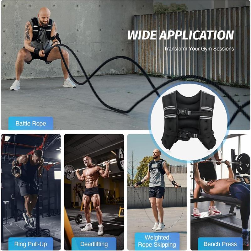 Weighted Vest, 6lb 8lb 12lb 16lb 20lb 25lb 30lb Weight Vest with Reflective Stripe for Workout, Strength Training, Running, Fitness, Muscle Building, Weight Loss, Weightlifting