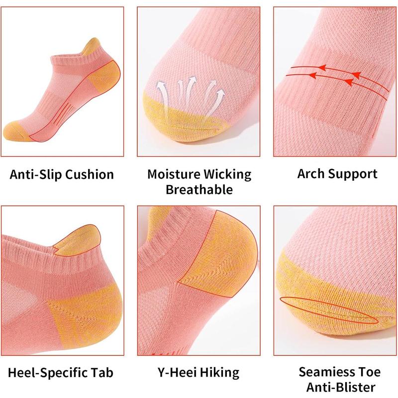 Running Ankle Socks for Women Athletic Cotton Cushioned 5-6 Pairs Workout No Show Socks Women