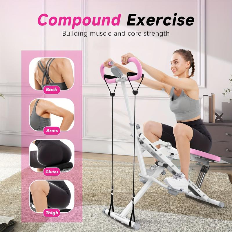 Home Squat Machine, Denim Competitive Core Exercise Machine, 330 Lbs Foldable, Adjustable 4 One Resistance Band, for Hip Riding and Rowing Machine, Abdominal Muscle Back Leg Pushing Hip Thrust