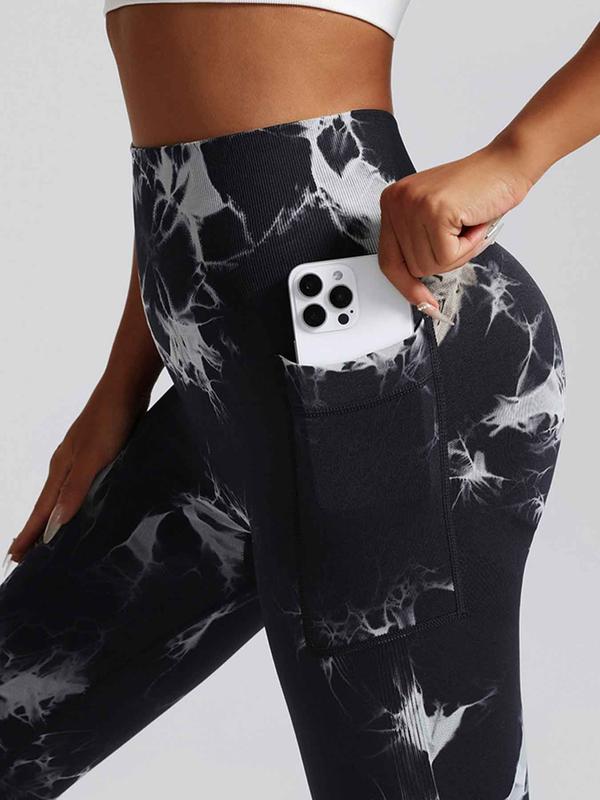 Women's Tie Dye Print High Waist Pocket Sports Leggings, Casual Sporty Breathable Comfortable Skinny Pants for Yoga Gym Workout Running, Yoga Pants, Ladies Sportswear for All Seasons