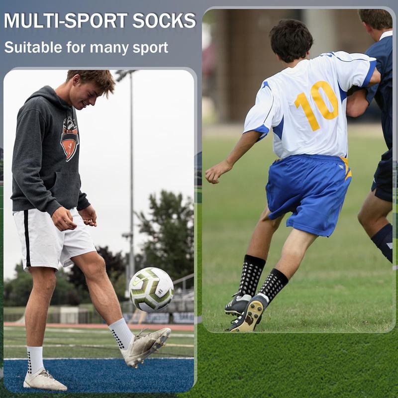 1 3 6 Pairs Outdoor Sports Soccer Socks For Men And Women, Non-slip Breathable Socks Grip Socks