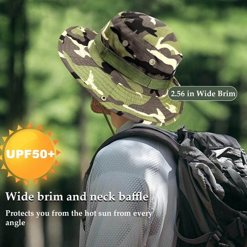 Men's Outdoor Camo Fisherman Hat: Adjustable Breathable Wide Brim for Mountaineering, Fishing, & Hiking!