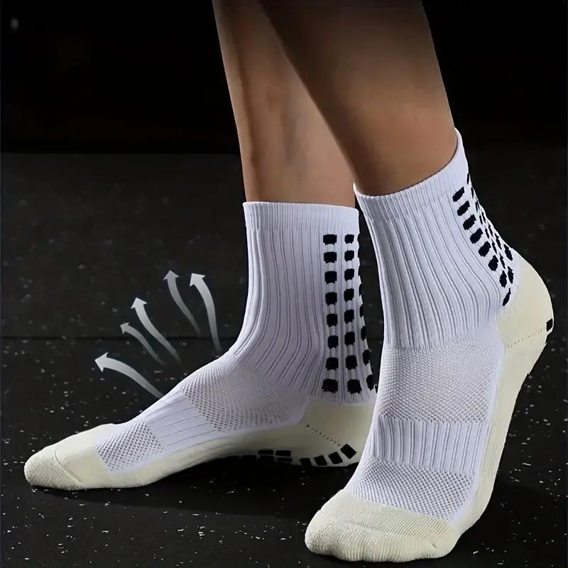 1 3 6 Pairs Outdoor Sports Soccer Socks For Men And Women, Non-slip Breathable Socks Grip Socks