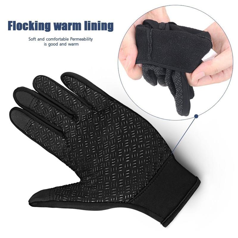 Men Women Touch Screen Gloves Winter Warm Windproof Cycling Driving Telefingers Thermal Gloves Non-Slip Silicone Gel Adjustable Gloves