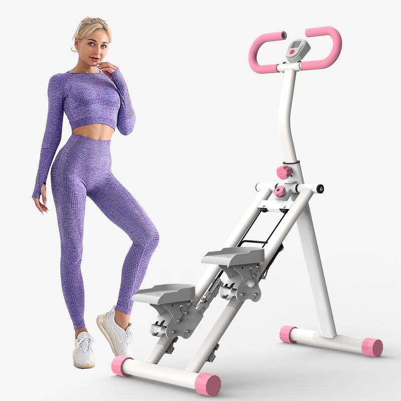 Stair stepper for home gym exercise, new version of vertical climbing machine for full body exercise, compact folding, expandable step distance, adjustable handle and pedals